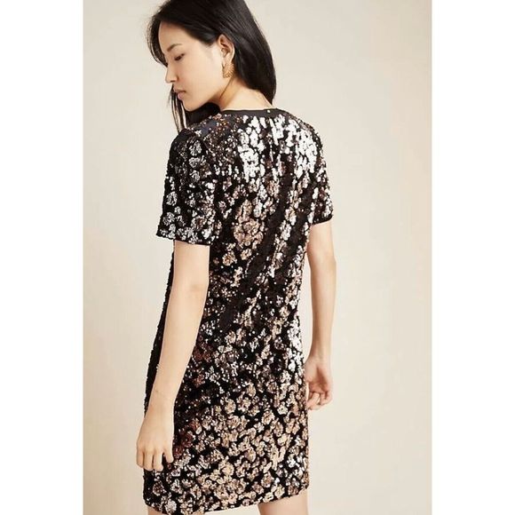 New RO & DE Anthropologie Andi Sequined Tee Dress Size Small - Picture 3 of 7